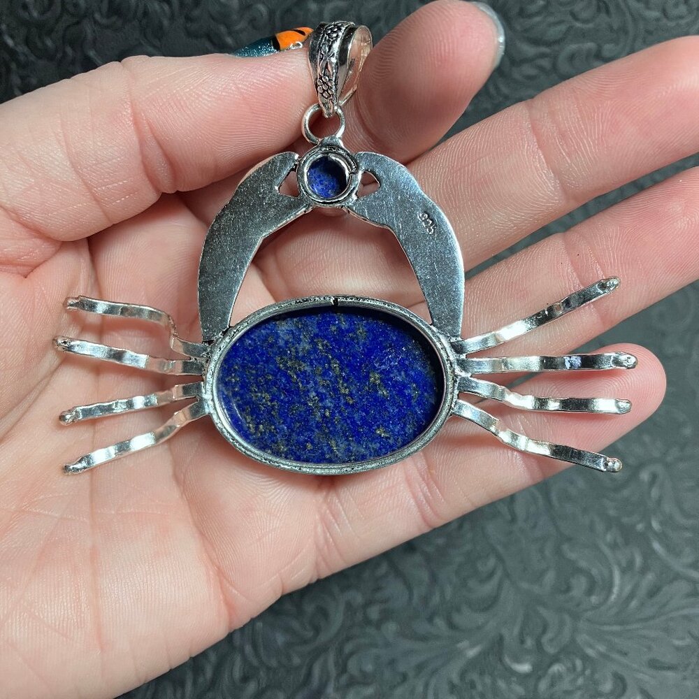 Cancer Crab Zodiac Astrology Lapis Lazuli Pendant Stone Crystal Jewelry Ornament - Picture 6 of 7